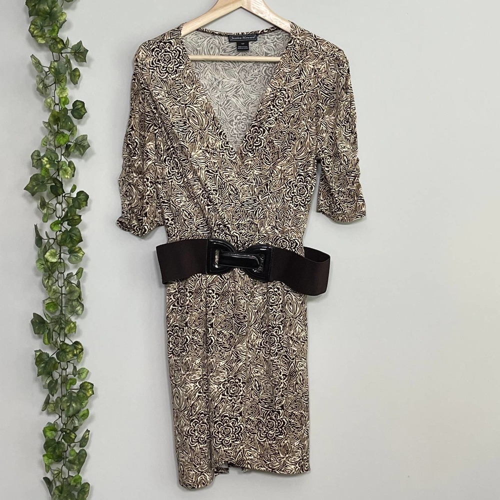 JESSICA HOWARD | DRESS SIZE 14P BROWN TAN WITH BELT